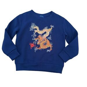 Ralph Lauren Polo Lunar New Year Dragon Fleece Sweatshirt Size 5 Navy Blue New